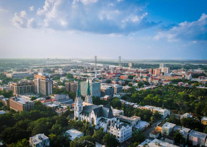 An aerial view of Savannah