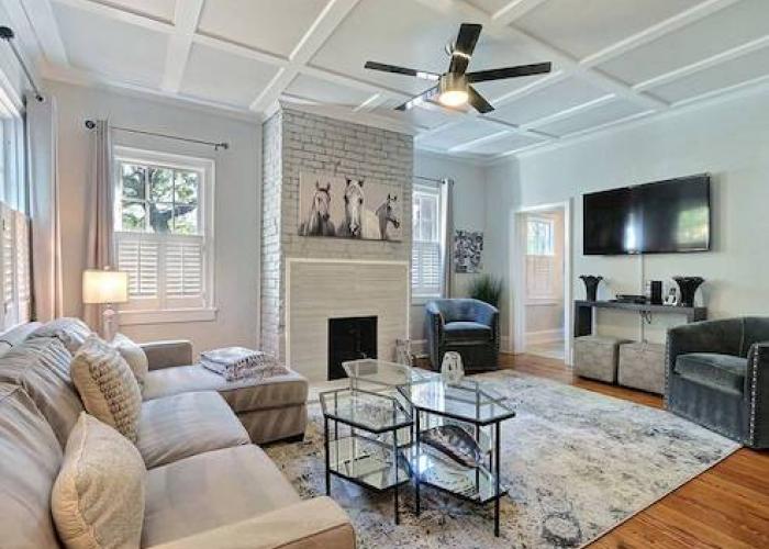 A living room of a Savannah vacation rental