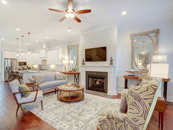 A living room in a Savannah vacation rental